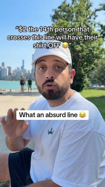 A Handshake Bets host explaining a bet by Lake Michigan